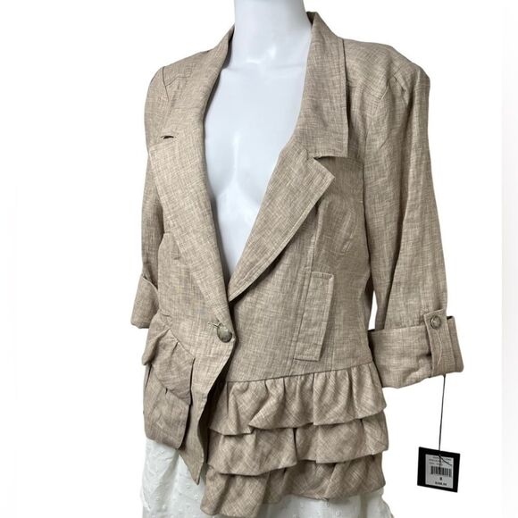 Nanette Lepore Rescue Me Jacket Blazer Khaki Size 8 - Picture 2 of 3